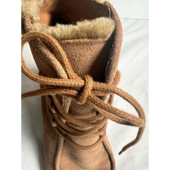 UGG Analise Lace Up Shearling Ankle‎ Booties Size 10 Chestnut - Picture 11 of 15